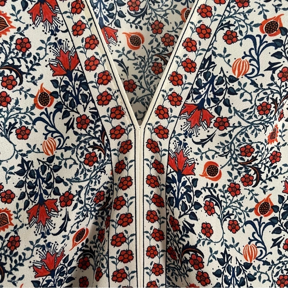Max Studio BoHo Floral Kimono Tie Waist Top V-Neck Long Sleeve Size X - Picture 4 of 12